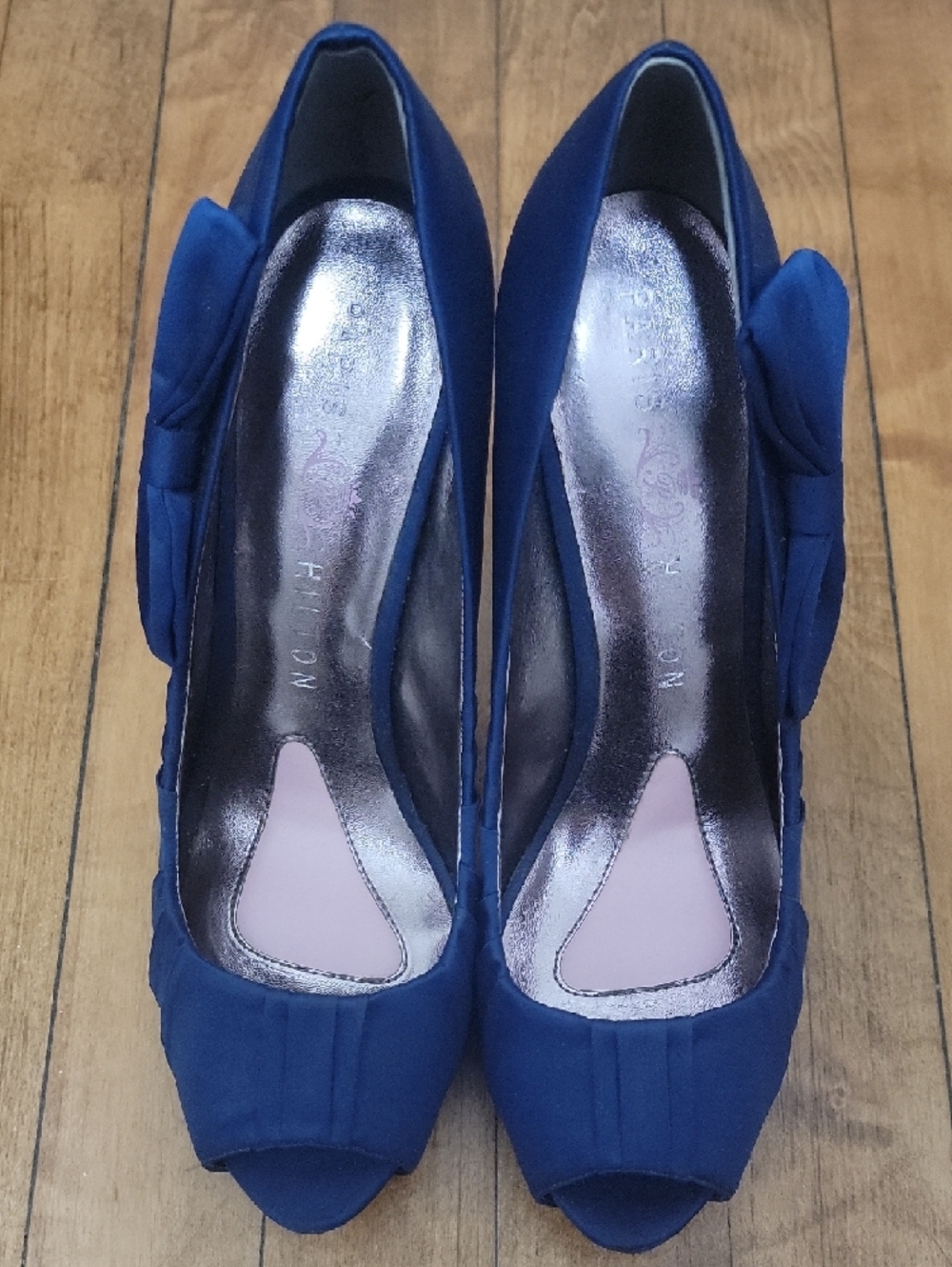 Paris Hilton Royal Blue Peep-Toe Bow Heels Sz 7.5 - Picture 6 of 9